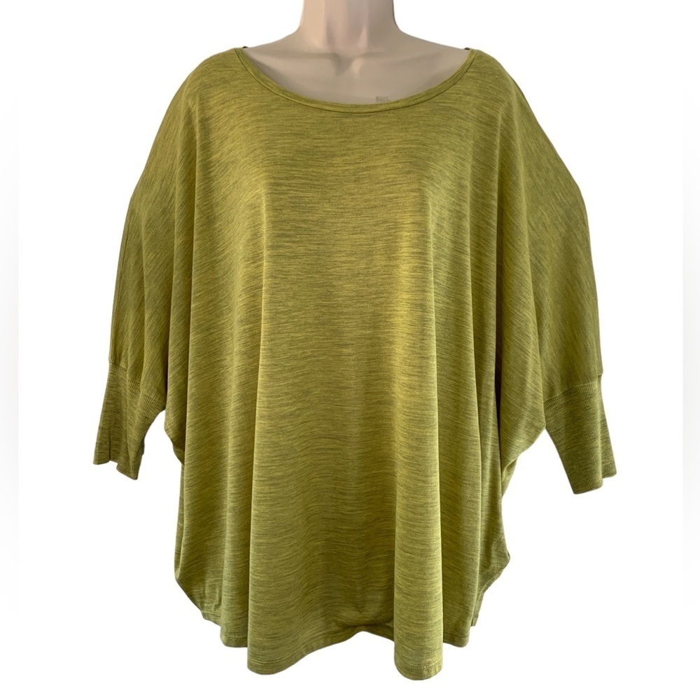 EILEEN Fisher Silk Cotton Jersey Scoop Neck Box-Top Moss Tunic Blouse